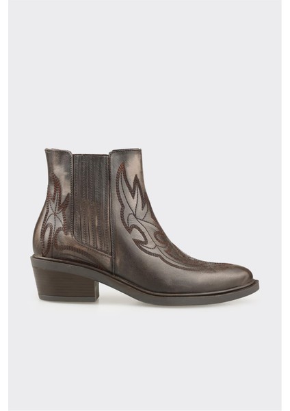 Vizon Deri Kadın Western Bot