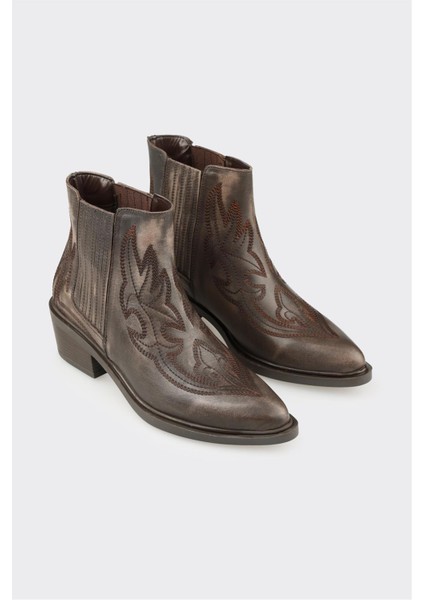 Vizon Deri Kadın Western Bot fiyatları