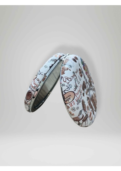 Işıltılı Karışık Desenli Çift Taraflı Yuvarlak Cep Çanta Makyaj El Aynası 7cm Çap (Kod:31) fiyatları