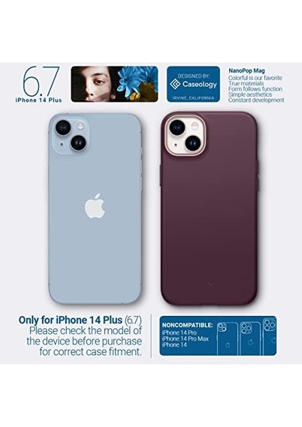 14 Plus ile Uyumlu Kılıf Pop Mag Magsafe Özellikli Burgundy Bean - ACS04939 modelleri