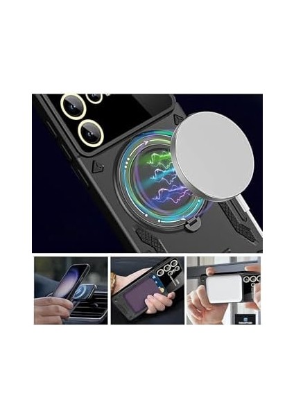 Galaxy S22 Için ile Uyumlu Kılıf Kamera Korumalı Açılıp Kapanabilen Dikey ve Yatay Standlı 360 Derece Dönebilen Stand Darbelere Dayanıklı Koruyucu Renkli Tank Kapak