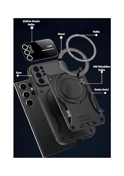 Galaxy S22 Için ile Uyumlu Kılıf Kamera Korumalı Açılıp Kapanabilen Dikey ve Yatay Standlı 360 Derece Dönebilen Stand Darbelere Dayanıklı Koruyucu Renkli Tank Kapak fiyatları