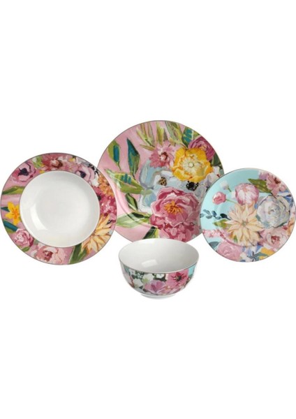 Lucky Art Peony Bone 24 Parça 6 Kişilik Yemek Takımı Lyba 065