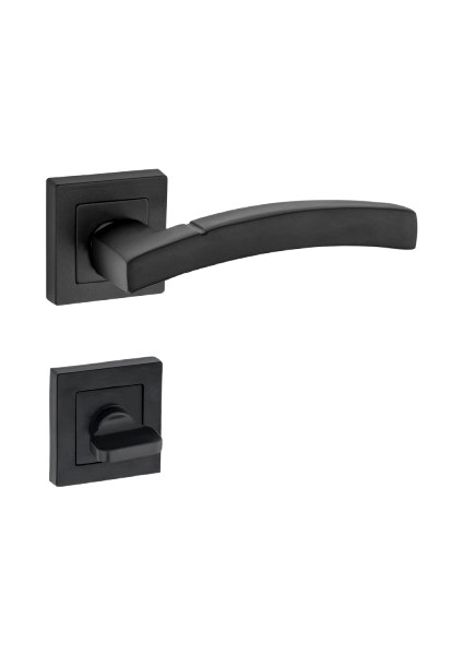 Balmondi Kol Kare Rozetli Siyah Wc Kapı Kolu