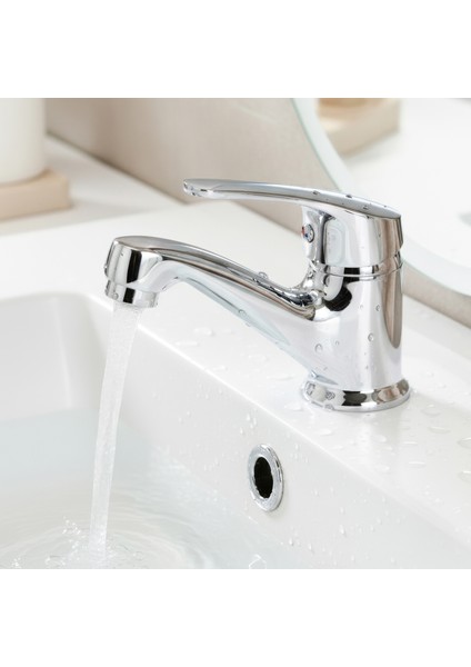 Banora Liza, Krom Küçük Lavabo Bataryası, Paslanmaz Pirinç Gövde, Su Tasarruflu Perlatörlü Musluk