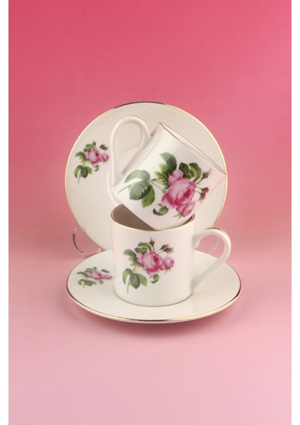 Pink Rose Gold 2 Kişilik Kahve Fincan Takımı