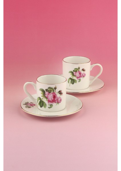 Pink Rose Gold 2 Kişilik Kahve Fincan Takımı modelleri