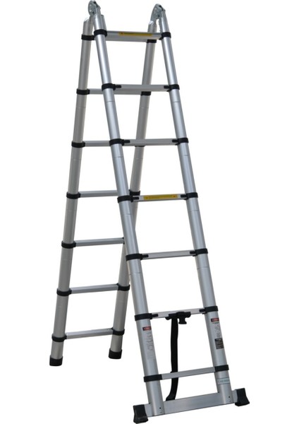 ÇİFT TARAFLI TELESKOPİK MERDİVEN 2.2 M - 7+7 BASAMAK