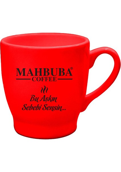 Seramik Kırmızı Şık Kahve Ve Çay Fincanı Kupası 200 mL