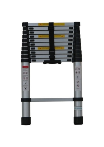 Elmas Serisi - 2.6 M 9 Basamaklı Tek Taraflı Teleskopik Alüminyum Merdiven | EN131