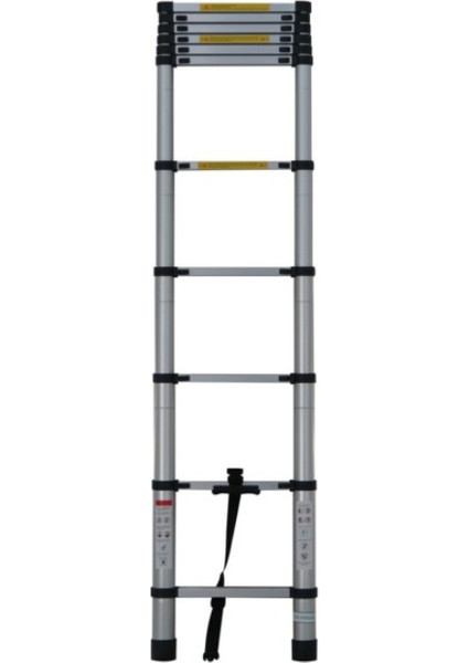 Elmas Serisi - 2.6 M 9 Basamaklı Tek Taraflı Teleskopik Alüminyum Merdiven | EN131