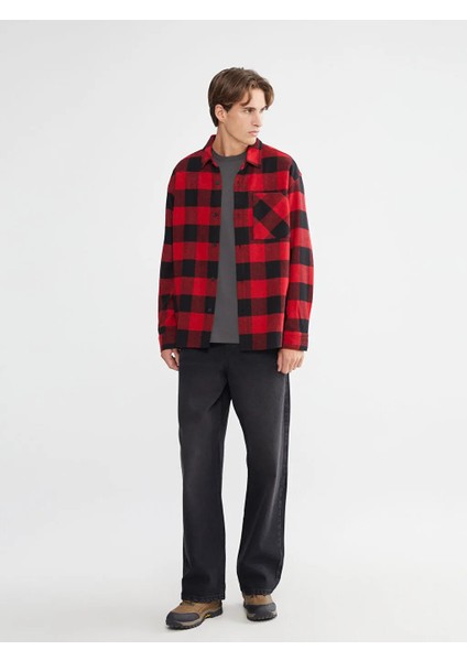 Xsıde Kırmızı Rahat Kalıp Uzun Kollu Ekose Erkek Oduncu Gömlek Ceket fiyatları