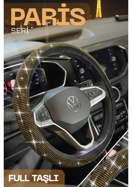 Paris Serisi Full Taşlı Tüm Araçlara Uyumlu Daimond Taşlı Geçmeli Direksiyon Kılıfı Kolay Kullanım