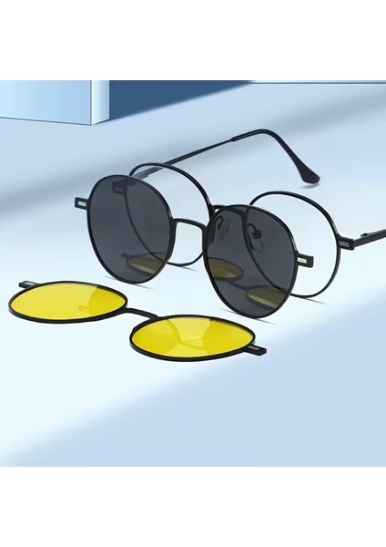 3ü 1 Arada Klipsli ( Güneş Gözlüğü -Mavi Işık Koruma - Gece Görüş ) Gözlük Set