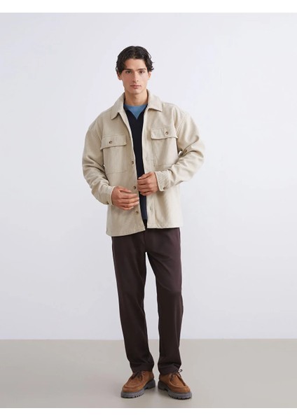 Xsıde Bej Rahat Kalıp Uzun Kollu Kadife Erkek Gömlek Ceket fiyatları