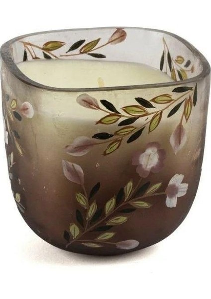 Mor Cam Çiçek Des Mum 9X9CM