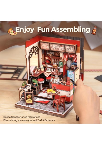 Uncle Joe's Pizzeria - Kitap Köşesi Seti - Yetişkin ve Gençler Için Kendin Yap Minyatür Ev Seti, Booknook Küçük Pizza Dükkanı - Kitaplık Dekoru 3D Ahşap - Aile ve Arkadaşlar Için Hediyeler (CWGC210)