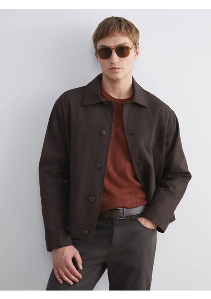 Lcw Vision Kahverengi Rahat Kalıp Uzun Kollu Erkek Gömlek Ceket