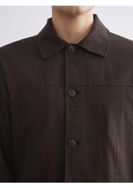 Lcw Vision Kahverengi Rahat Kalıp Uzun Kollu Erkek Gömlek Ceket modelleri