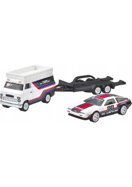 Hot Wheels Car Culture Team Transport Dmc Delorean & Hw Rally Hauler Diecast Car
