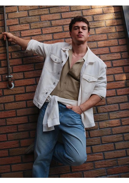 Xsıde Beyaz Standart Kalıp Erkek Jean Ceket fiyatları