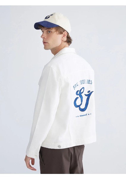 Xsıde Beyaz Standart Kalıp Erkek Jean Ceket modelleri