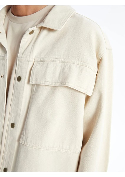 Xsıde Ekru Rahat Kalıp Erkek Jean Ceket modelleri