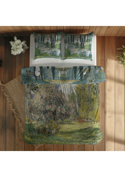 Landscape: The Parc Monceau & Kirche In Cassone Am Gardasee Nevresim Takımı 160 cm x 220 cm indirimleri