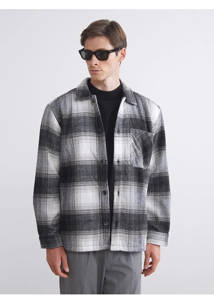 Lcw Vision Siyah Rahat Kalıp Uzun Kollu Ekose Erkek Oduncu Gömlek Ceket