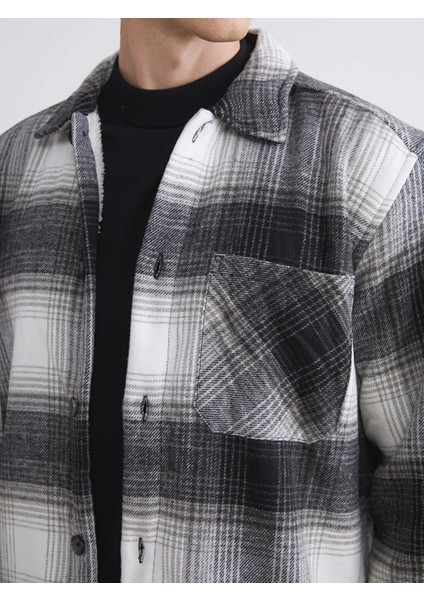 Lcw Vision Siyah Rahat Kalıp Uzun Kollu Ekose Erkek Oduncu Gömlek Ceket modelleri