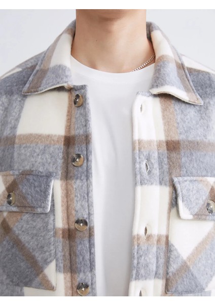 Xsıde Bej Içi Pelüş Ekose Erkek Oduncu Gömlek Ceket modelleri