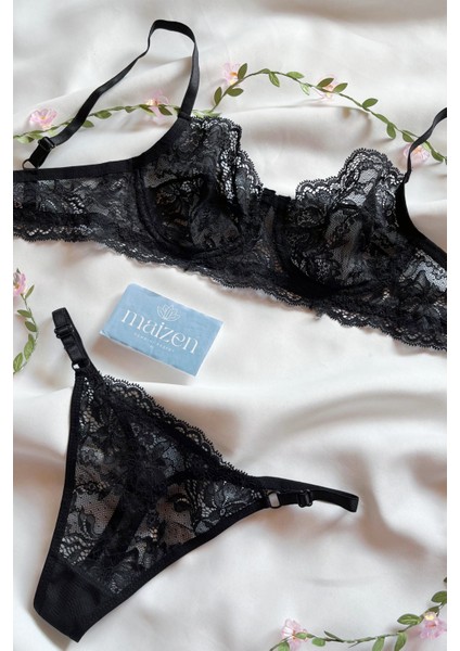 Siyah Kapsız Toparlayıcı Balenli Dantelli Sütyen Takımı fiyatları