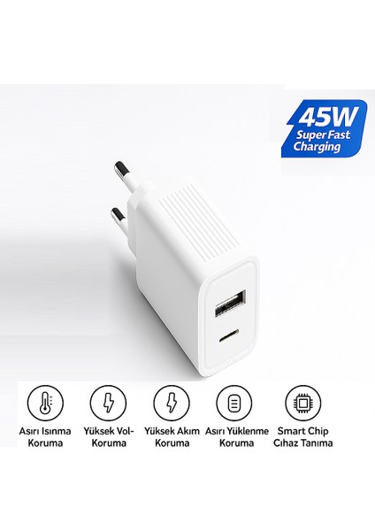 Apple Airpods 2. nesil uyumlu 45W Ultra Hızlı Çoklu Şarj Cihazı Adaptör Qualcomm 3.0 + Pd fiyatları