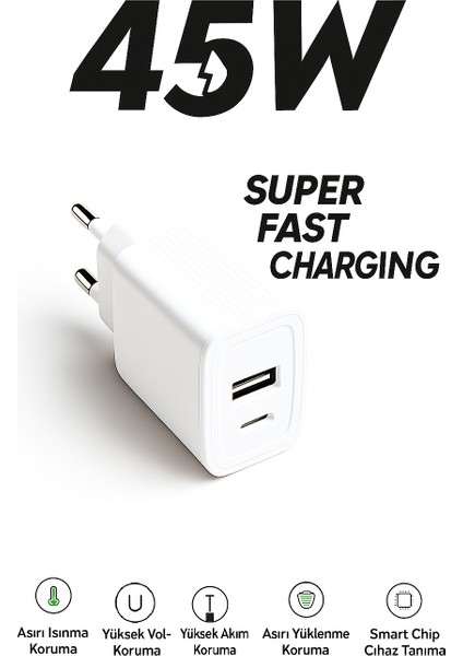 Apple iPhone 11 uyumlu 45W Ultra Hızlı Çoklu Şarj Cihazı Adaptör Qualcomm 3.0 + Pd fırsatları