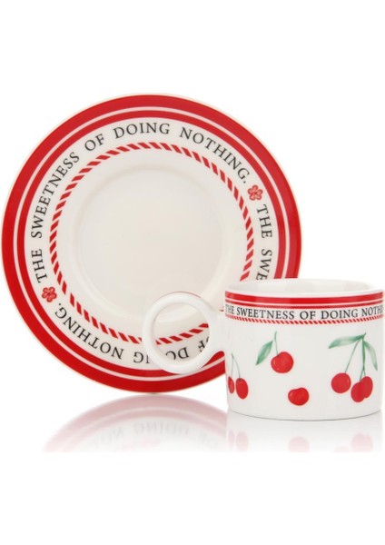 Kiraz Desen 2 Kişilik Türk Kahvesi Fincanı