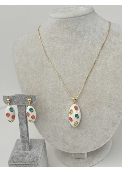 Renkli Oval Şekilli Gold Set
