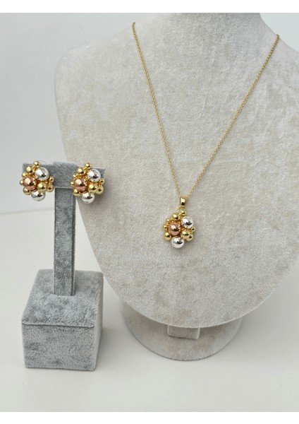 Üç Renkli Topçuk Şekilli Gold Set