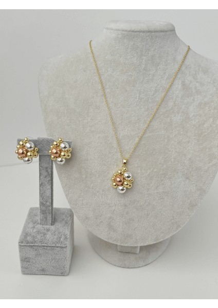 Üç Renkli Topçuk Şekilli Gold Set