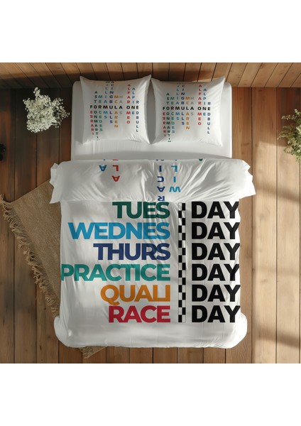 Formula 1 Week Days / F1 Teams Çift Taraflı Nevresim Takımı 200 cm x 220 cm indirimleri