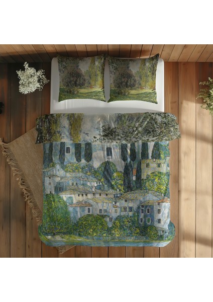 Landscape: The Parc Monceau & Kirche In Cassone Am Gardasee Nevresim Takımı 200 cm x 220 cm indirimleri