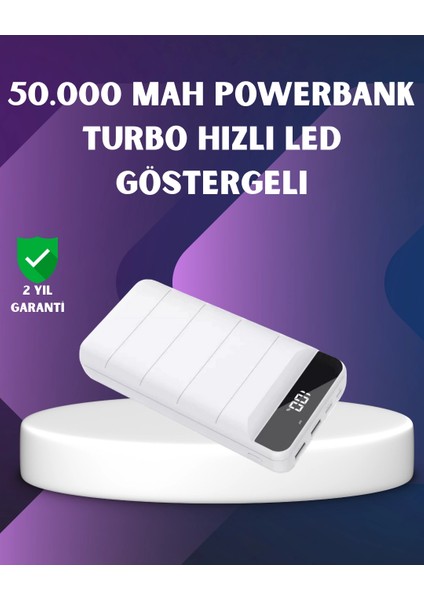 50000MAH Yüksek Kapasiteli Powerbank Hızlı Şarj ve LED Ekranlı