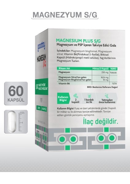 Magnesıum Plus S/g (Bisglisinat Sitrat & P5P)60 Kapsül fiyatları