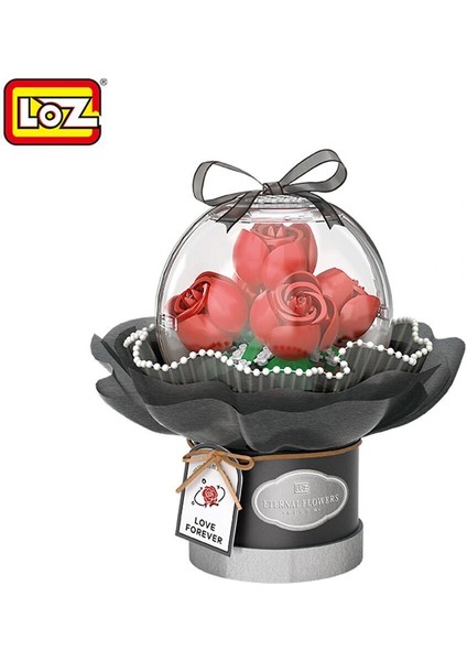 LZ-1300 Loz Ledli Kırmızı Gül Buketi 305 Parça Block Oyuncak