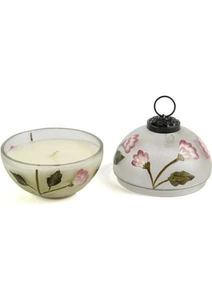 Beyaz Cam Çiçek Des Top Mum 9X10CM fiyatları