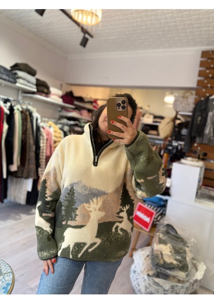 Geyik Desenli Polar Sweatshirt fiyatları