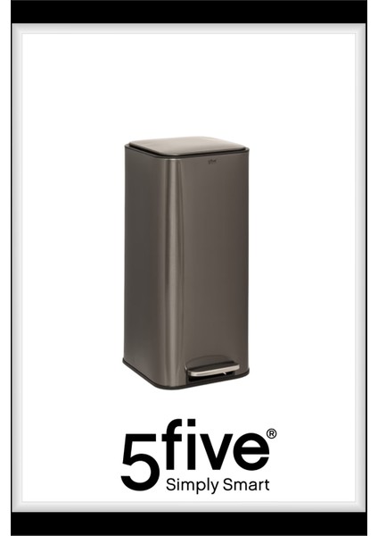 Delta 30 L Kare Pedallı Çöp Kovası Gri | Yavaş Kapanma, Kolay Temizlik Çıkarılabilir Yıkanabilir İç Sepet