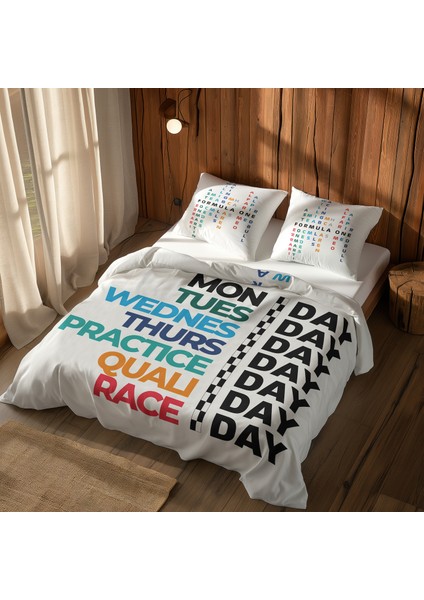 Formula 1 Week Days / F1 Teams Çift Taraflı Nevresim Takımı 200 cm x 220 cm