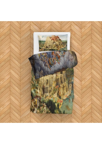 Babil Kulesi & Devlerin Düşüşü Çift Taraflı Nevresim Takımı 160 cm x 220 cm fırsatları