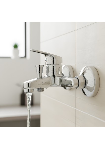 Banora Liza, Krom Banyo Bataryası, Paslanmaz Pirinç Gövde, Su Tasarruflu Duvar Tipi Musluk