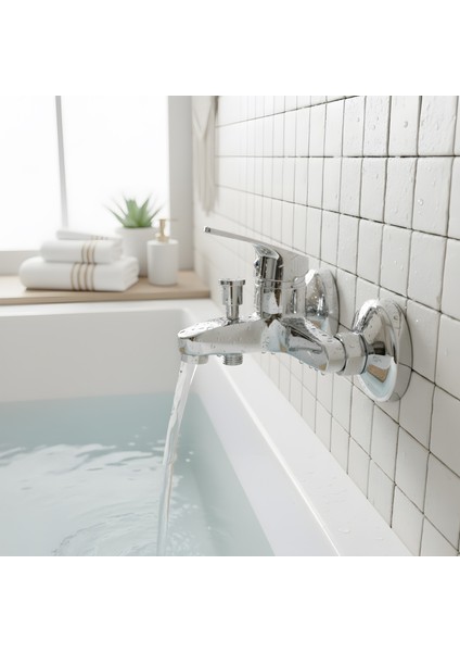 Banora Liza, Krom Banyo Bataryası, Paslanmaz Pirinç Gövde, Su Tasarruflu Duvar Tipi Musluk